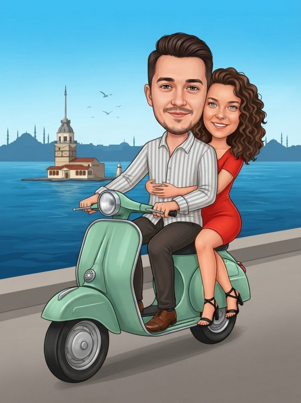 Personalized wedding invitation, motorcycle lovers in Istanbul
