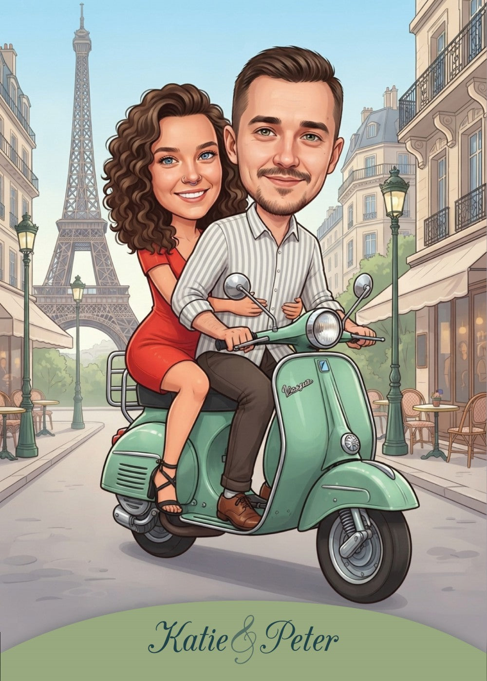 Personalized wedding invitation, motorcycle lovers in Paris