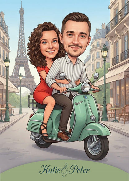 Personalized wedding invitation, motorcycle lovers in Paris