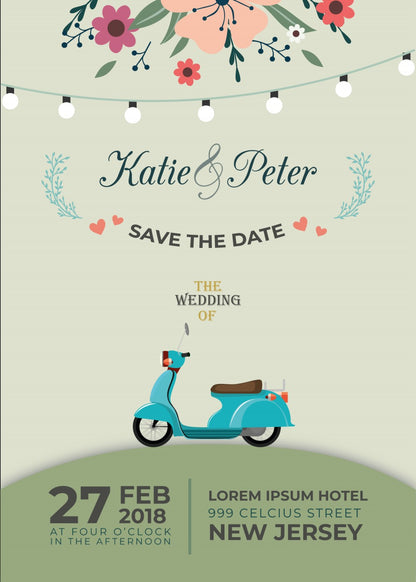 Personalized wedding invitation, motorcycle lovers in Paris