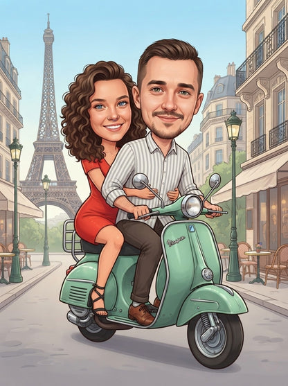 Personalized wedding invitation, motorcycle lovers in Paris