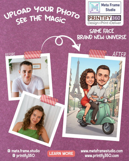 Personalized wedding invitation, motorcycle lovers in Paris