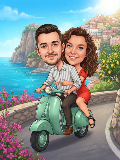 Personalized wedding invitation, motorcycle lovers in Sorento