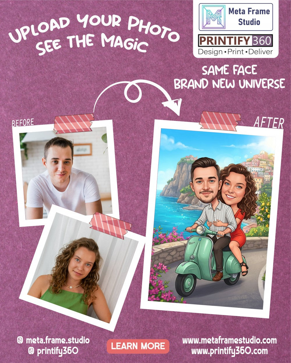 Personalized wedding invitation, motorcycle lovers in Sorento