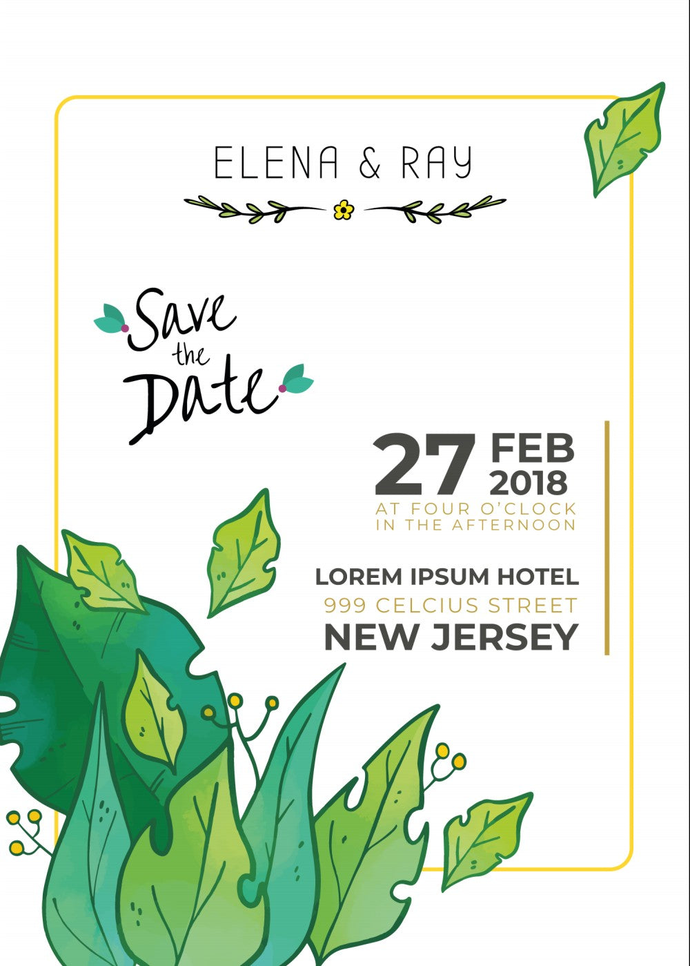 Personalized wedding invitation, summer wedding