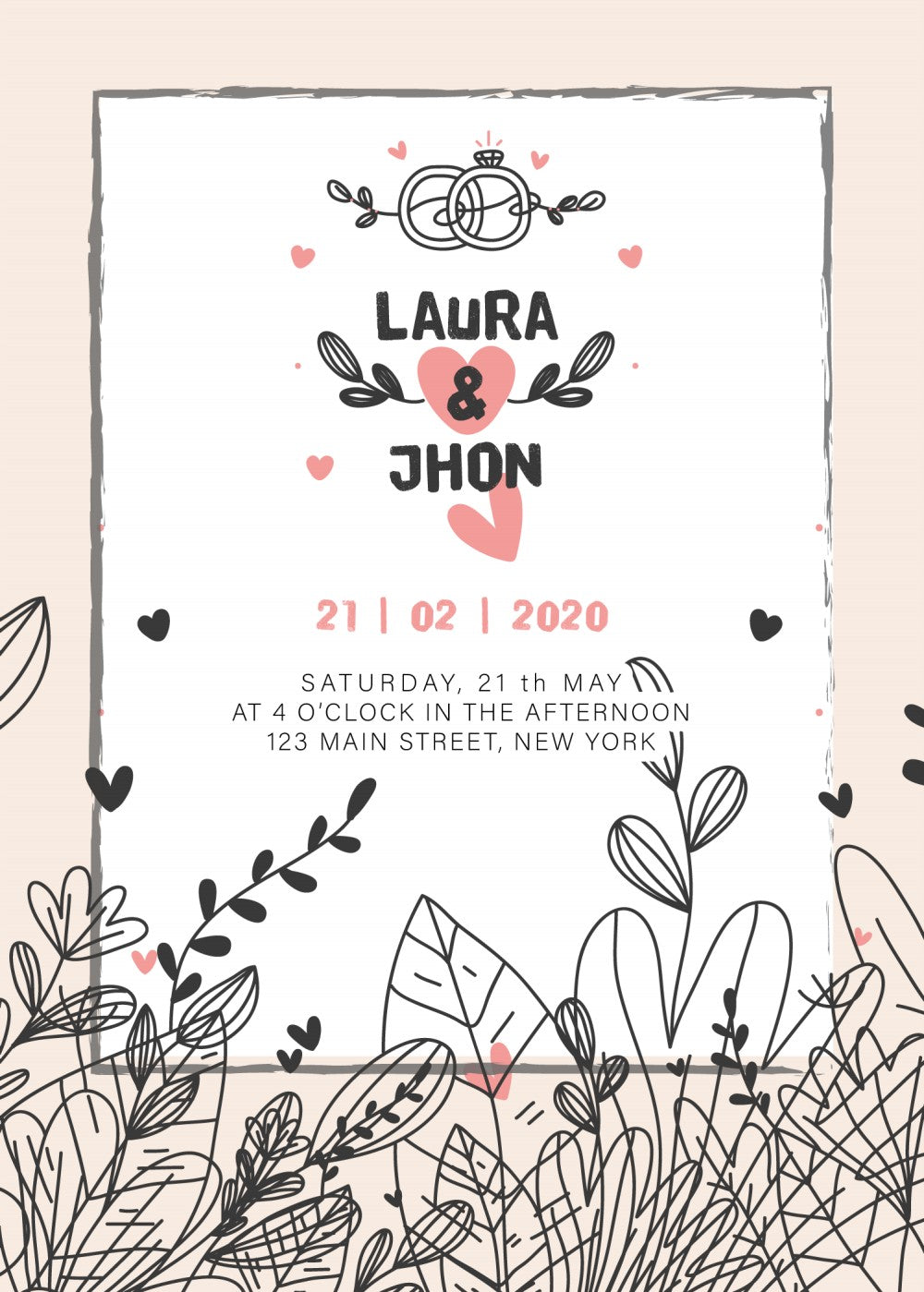Personalized wedding invitation, two lovers in Istanbul