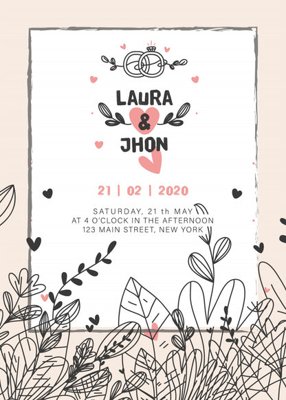 Personalized wedding invitation, two lovers in Istanbul