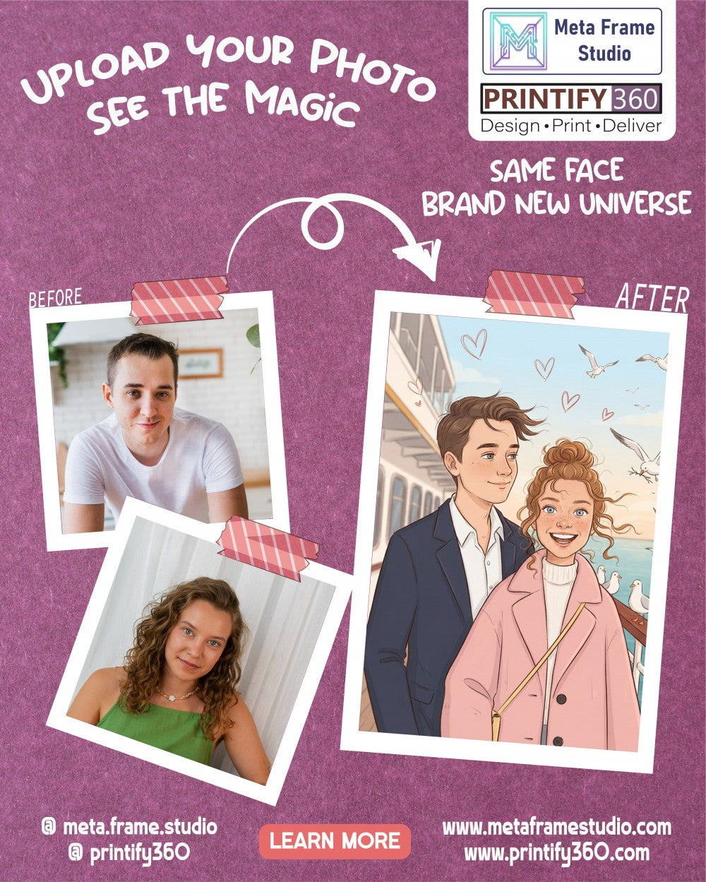 Personalized wedding invitation, two lovers in Istanbul