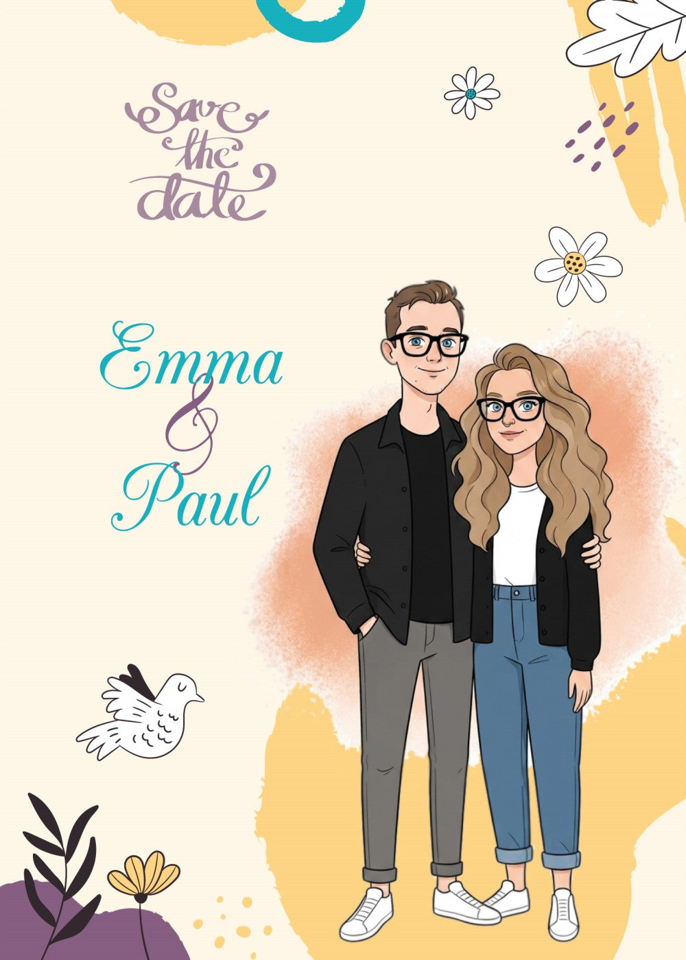 Personalized wedding invitation for two lovers who met at university