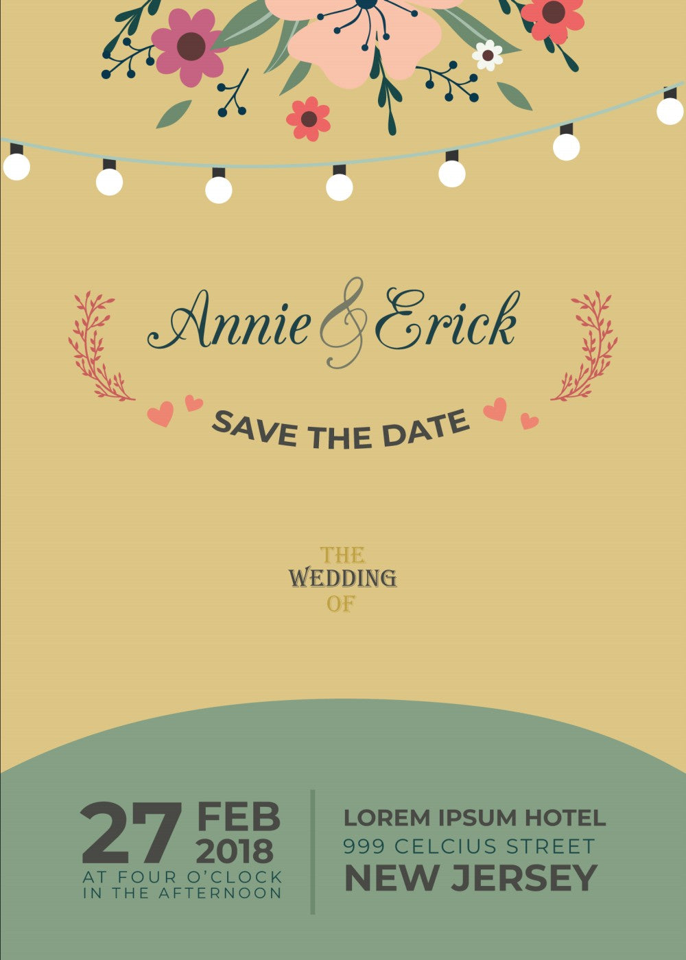 Personalized wedding invitations, bride and grooms forest walk