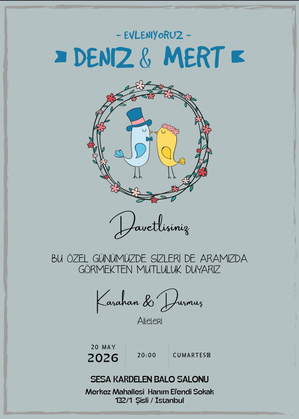 Personalized wedding invitations for a bride and groom who met while traveling