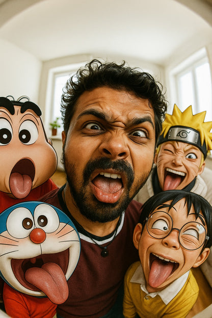 Anime Portraits - Shinchan, Doraemon, Naruto, Nobita characters along with