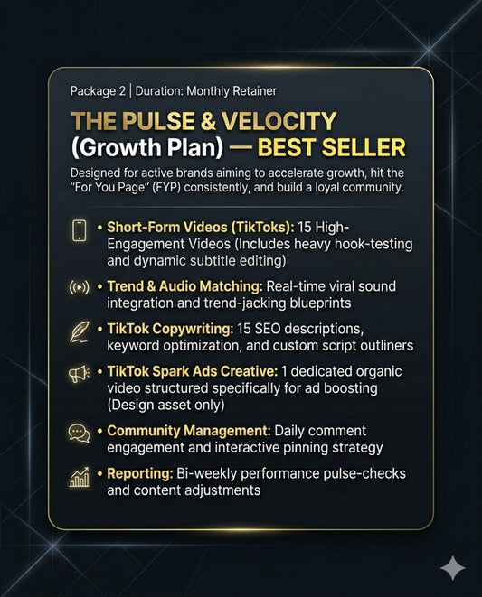 TIKTOK MANAGEMENT PACKAGE - THE PULSE & VELOCITY (Growth Plan)