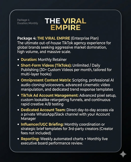 TIKTOK MANAGEMENT PACKAGE - THE VIRAL EMPIRE (Enterprise Plan)