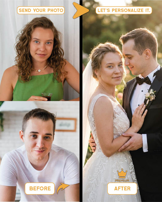 Wedding Invitation - Wedding dress and groom's suit invitation