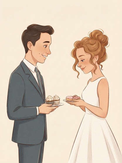 Create a personalized wedding invitation, bride and groom presentation