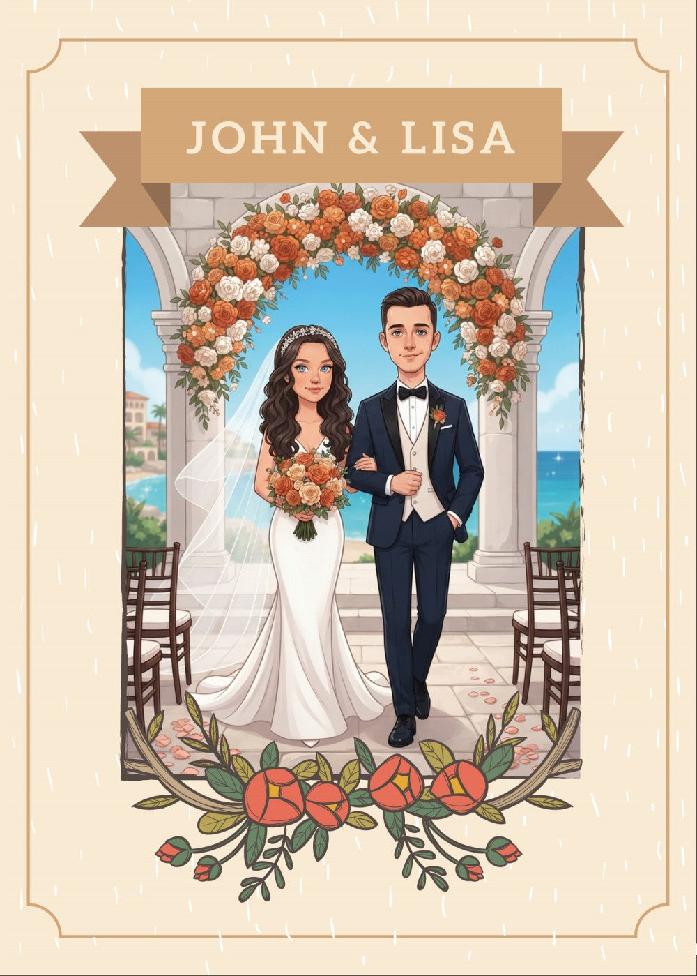 Personalized wedding invitation, marriage ceremony