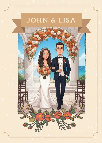 Personalized wedding invitation, marriage ceremony