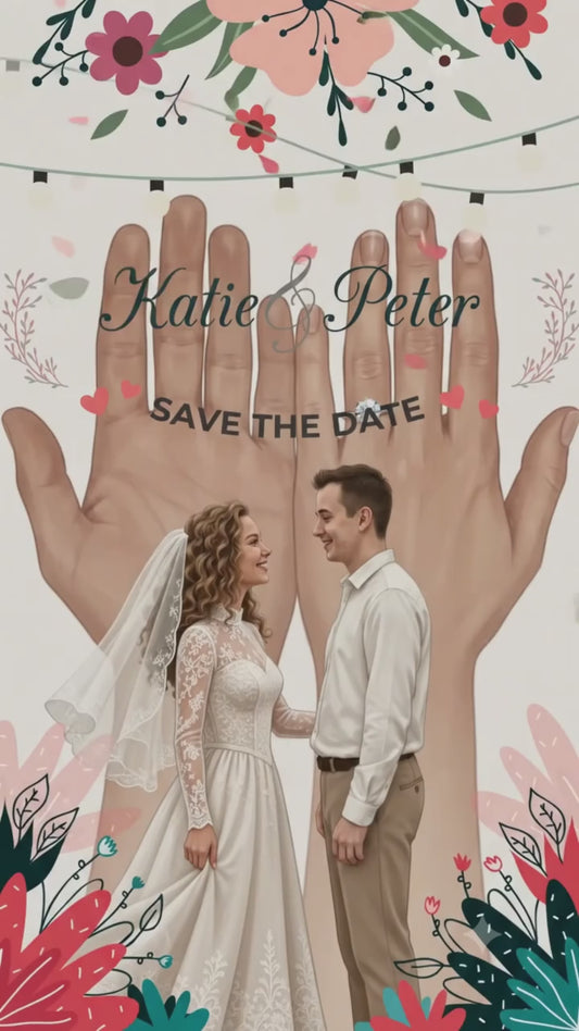 Personalized wedding invitation with video, wedding ring