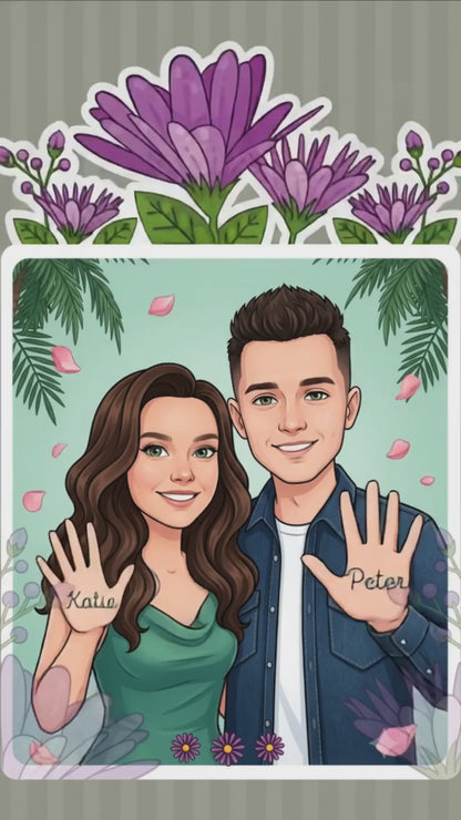 Personalized wedding invitation with video, henna ceremony bride and groom